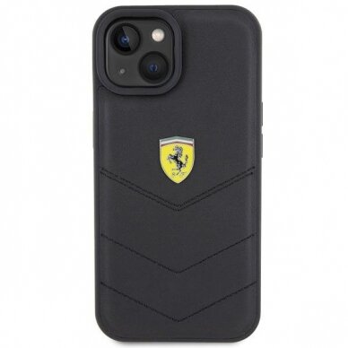 Ferrari Quilted Metal Logo case for iPhone 15 - black 2 Ferrari Quilted Metal Logo case for iPhone 15 - black 2