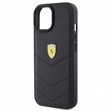 Ferrari Quilted Metal Logo case for iPhone 15 - black 5 Ferrari Quilted Metal Logo case for iPhone 15 - black 5