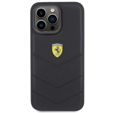 Ferrari Quilted Metal Logo case for iPhone 15 Pro Max - black 2 Ferrari Quilted Metal Logo case for iPhone 15 Pro Max - black 2