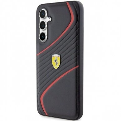 Samsung Galaxy S23 FE Dėklas Ferrari Twist Metal Logo – juodas 1 Samsung Galaxy S23 FE Dėklas Ferrari Twist Metal Logo – juodas 1