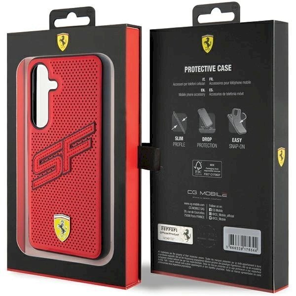 Ferrari Big SF Perforated Dėklas Samsung Galaxy S24 - Raudonas 7 Ferrari Big SF Perforated Dėklas Samsung Galaxy S24 - Raudonas 7