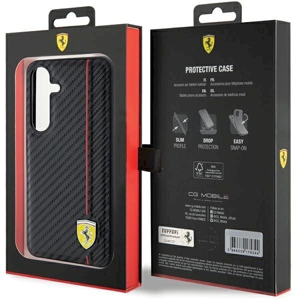 Ferrari Carbon Printed Line Dėklas Samsung Galaxy S24 - Juodas 7 Ferrari Carbon Printed Line Dėklas Samsung Galaxy S24 - Juodas 7