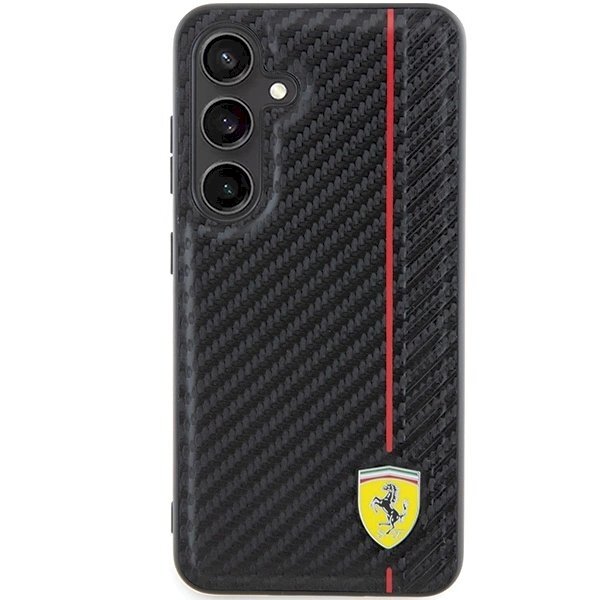Ferrari Carbon Printed Line Dėklas Samsung Galaxy S24+ - Juodas 2