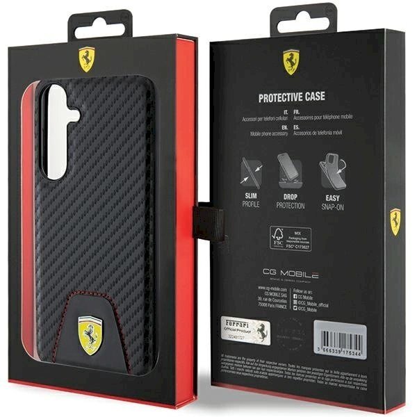 Ferrari Carbon Stitched Bottom Dėklas Samsung Galaxy S24+ - Juodas 7 Ferrari Carbon Stitched Bottom Dėklas Samsung Galaxy S24+ - Juodas 7