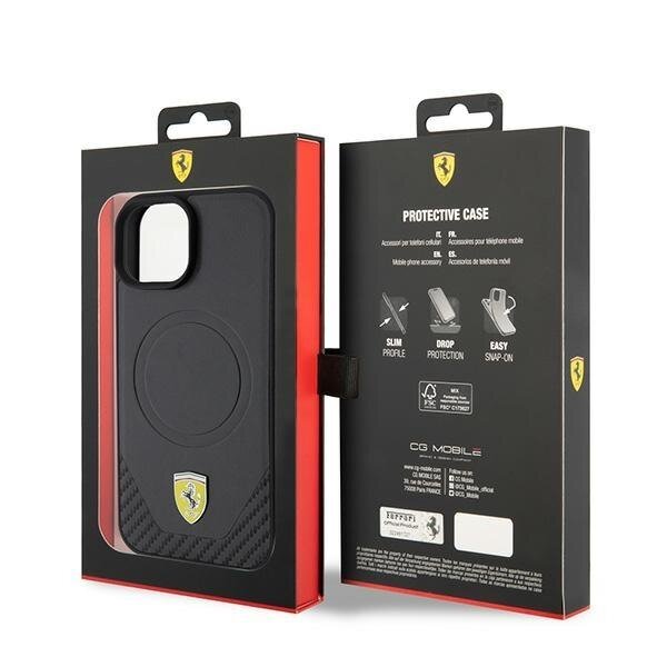 Originalus dėklas Ferrari FEHMP15SPTEK iPhone 15 6.1  Juodas hardcase Carbon Metal Logo MagSafe 7 Originalus dėklas Ferrari FEHMP15SPTEK iPhone 15 6.1  Juodas hardcase Carbon Metal Logo MagSafe 7