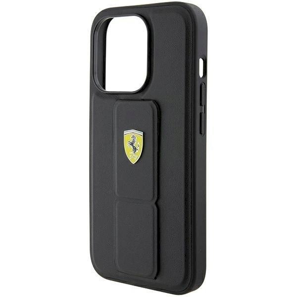 Ferrari Grip Stand Metal Logo dėklas skirtas iPhone 15 Pro - Juodas 6 Ferrari Grip Stand Metal Logo dėklas skirtas iPhone 15 Pro - Juodas 6
