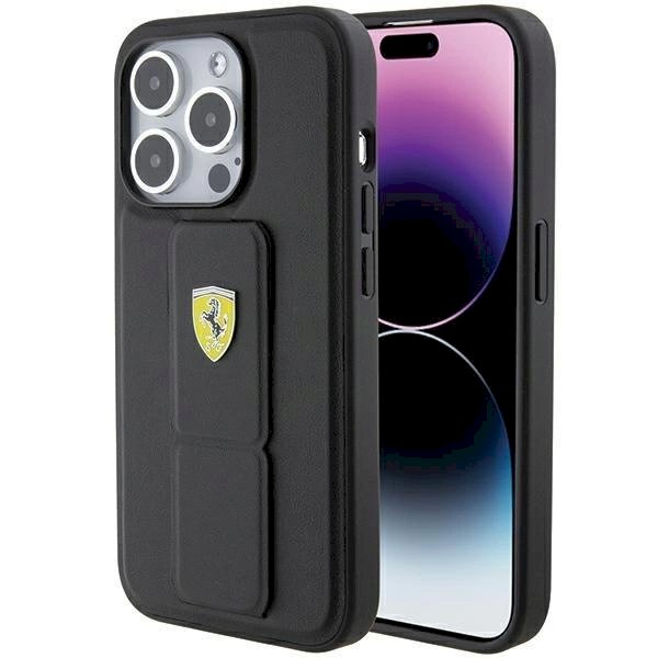 Ferrari Grip Stand Metal Logo case for iPhone 15 Pro Max - black Ferrari Grip Stand Metal Logo case for iPhone 15 Pro Max - black