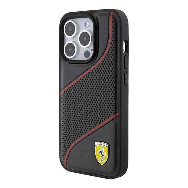 Ferrari Perforated Waves Metal Logo dėklas skirtas iPhone 15 Pro - Juodas 1 Ferrari Perforated Waves Metal Logo dėklas skirtas iPhone 15 Pro - Juodas 1