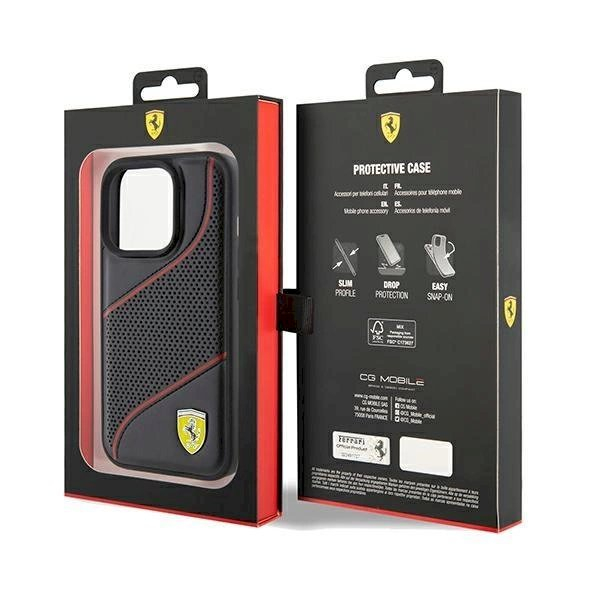 Ferrari Perforated Waves Metal Logo dėklas skirtas iPhone 15 Pro - Juodas 7 Ferrari Perforated Waves Metal Logo dėklas skirtas iPhone 15 Pro - Juodas 7