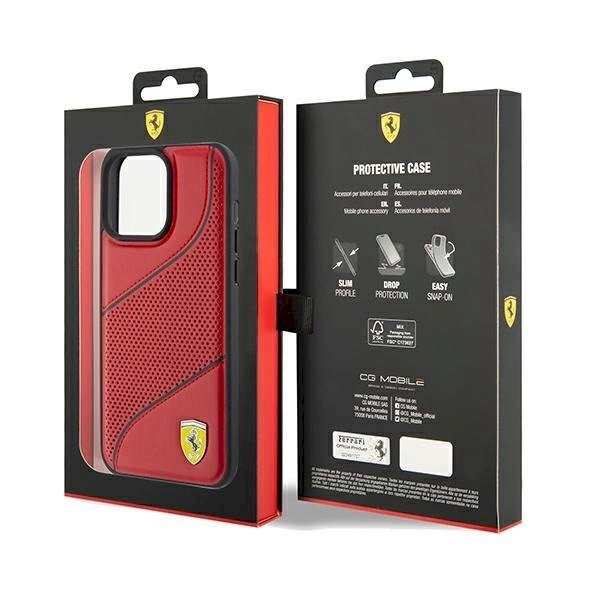 Ferrari Perforated Waves Metal Logo dėklas skirtas iPhone 15 Pro - Raudonas 7 Ferrari Perforated Waves Metal Logo dėklas skirtas iPhone 15 Pro - Raudonas 7