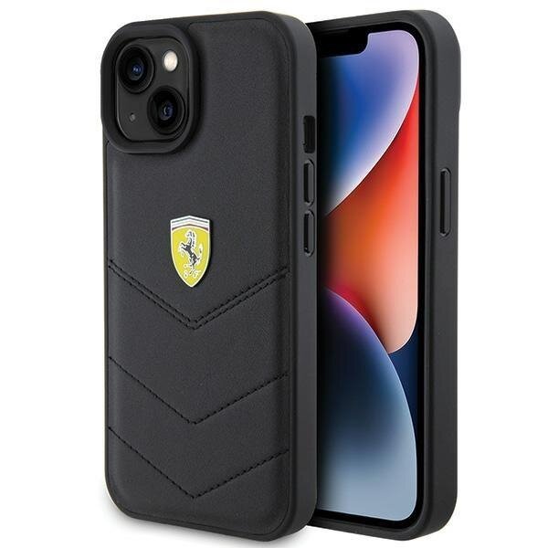 Ferrari Quilted Metal Logo case for iPhone 15 - black Ferrari Quilted Metal Logo case for iPhone 15 - black