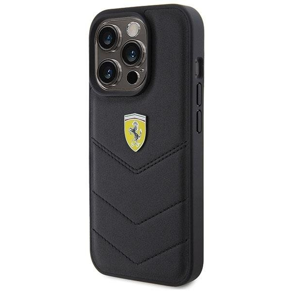 Ferrari Quilted Metal Logo case for iPhone 15 Pro - black 1 Ferrari Quilted Metal Logo case for iPhone 15 Pro - black 1