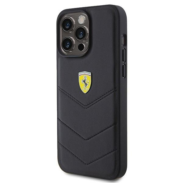 Ferrari Quilted Metal Logo case for iPhone 15 Pro Max - black 1 Ferrari Quilted Metal Logo case for iPhone 15 Pro Max - black 1