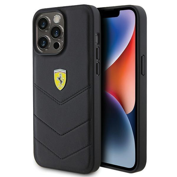 Ferrari Quilted Metal Logo case for iPhone 15 Pro Max - black Ferrari Quilted Metal Logo case for iPhone 15 Pro Max - black