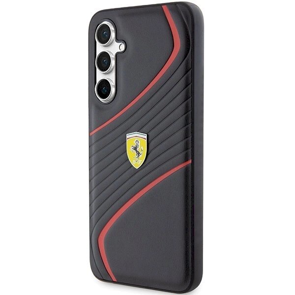Samsung Galaxy S23 FE Dėklas Ferrari Twist Metal Logo – juodas 1 Samsung Galaxy S23 FE Dėklas Ferrari Twist Metal Logo – juodas 1