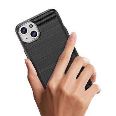 Akcija! Dėklas Flexible carbon pattern iPhone 15 Plus - Juodas  3
