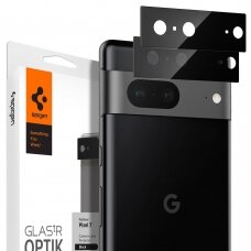 [Užsakomoji prekė] Plėvelė kamerai Google Pixel 7 (set 2) - Spigen Glas.tR EZ Fit Optik - Juodas PXG099