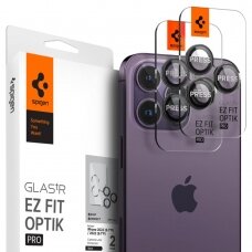 [Užsakomoji prekė] Plėvelė kamerai iPhone 14 Pro / 14 Pro Max (set 2) - Spigen Optik.TR EZ FIT - Juodas