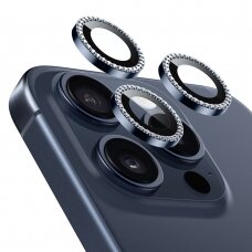 [Užsakomoji prekė] Kameros apsauga iPhone 15 Pro / 15 Pro Max - ESR Lens Protector TempeRaudonas Glass - Rhinestone