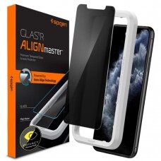 [Užsakomoji prekė] Ekrano apsauga skirta iPhone 11 / XR - Spigen Glass.TR Align Master Privacy - Juodas ORQ671