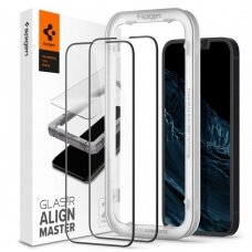 [Užsakomoji prekė] Ekrano apsauga skirta iPhone 13 / 13 Pro / iPhone 14 (2vnt) - Spigen Glass.TR Align Master - Juodas