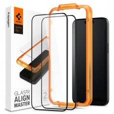 [Užsakomoji prekė] Apsauginis stikliukas iPhone 15 Plus (2vnt) - Spigen Glas.TR Align Master - Juodas