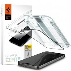[Užsakomoji prekė] Apsauginis stikliukas iPhone 15 Pro Max - Spigen Glas.TR EZ FIT - Juodas