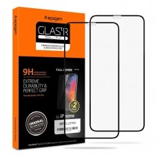 [Užsakomoji prekė] Ekrano apsauga skirta iPhone X / XS / 11 Pro (2vnt) - Spigen Glas.TR Slim - Juodas