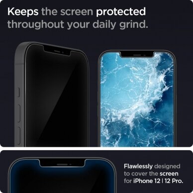 [Užsakomoji prekė] Ekrano apsauga skirta iPhone 12 / 12 Pro - Spigen Glas.TR Slim - permatomas 4