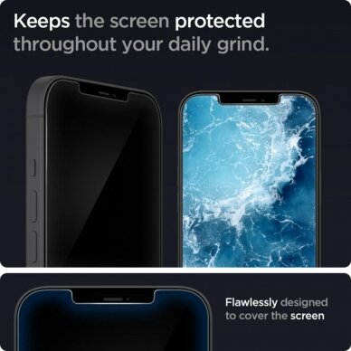 [Užsakomoji prekė] Ekrano apsauga skirta iPhone 12 Pro Max - Spigen Glas.TR Slim - Juodas  1