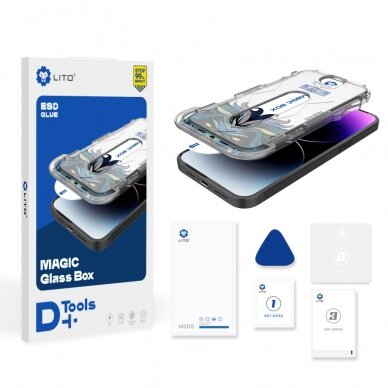 [Užsakomoji prekė] Ekrano apsauga skirta iPhone 13 / 13 Pro / 14 - Lito Magic Glass Box D+ Tools - permatomas  2
