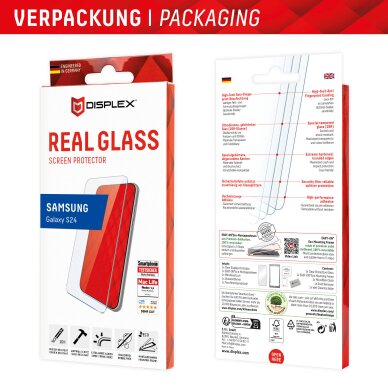 Akcija! Grūdintas stikliukas Samsung Galaxy S24 - Displex Real Glass 2D - Skaidrus  5