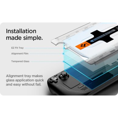 AKCIJA! *** pažeista pakuotė *** [Užsakomoji prekė] Apsauginis stikas Steam Deck - Spigen Glas.TR EZ FIT - Skaidrus  3