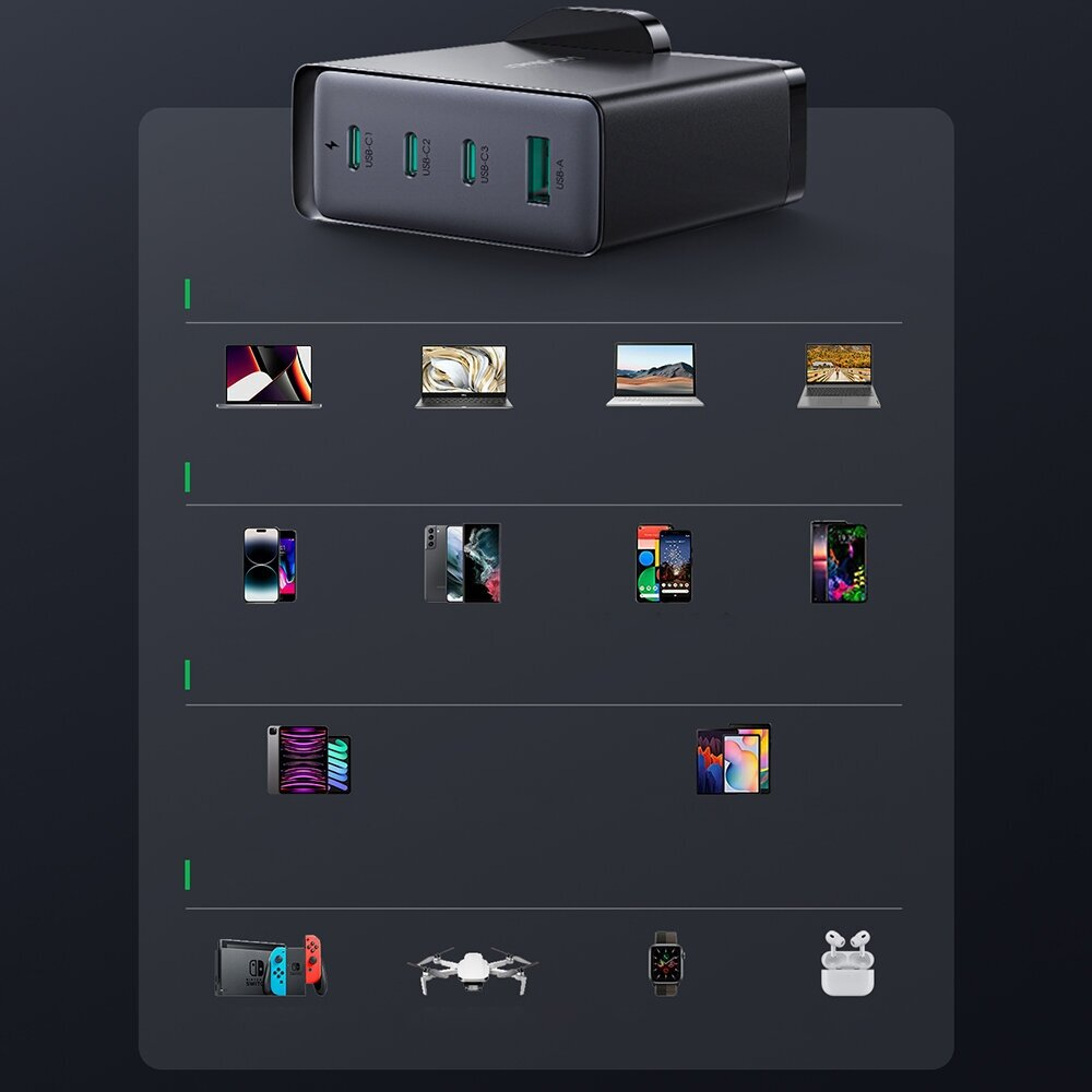 GaN charger UK Joyroom JR-TCG05UK 140W 3x USB-C USB-A + USB-C / USB-C cable 240W 1.2m 8 GaN charger UK Joyroom JR-TCG05UK 140W 3x USB-C USB-A + USB-C / USB-C cable 240W 1.2m 8