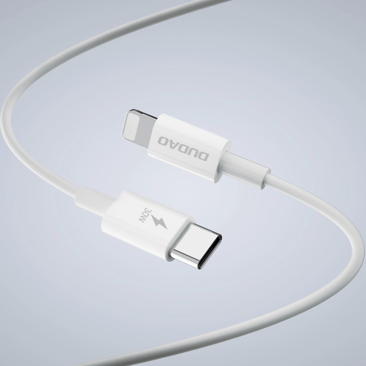 Dudao A30EUL GaN 30W USB-A / USB-C sieninis įkroviklis + USB-C – Lightning kabelis – baltas 8 Dudao A30EUL GaN 30W USB-A / USB-C sieninis įkroviklis + USB-C – Lightning kabelis – baltas 8