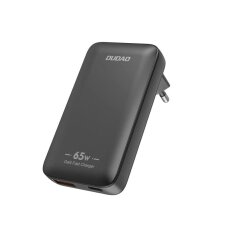 Sieninis įkroviklis GaN Dudao A65Q 65 W USB-A / USB-C PD itin plonas kelioninis (EU / US) – juodas