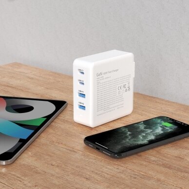 GaN 100W 2 x USB-C / 2 x USB fast charger Dudao A100EU - Baltas 7 GaN 100W 2 x USB-C / 2 x USB fast charger Dudao A100EU - Baltas 7