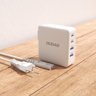 GaN 100W 2 x USB-C / 2 x USB fast charger Dudao A100EU - Baltas 9 GaN 100W 2 x USB-C / 2 x USB fast charger Dudao A100EU - Baltas 9