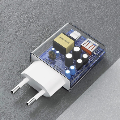 Dudao A30EU GaN 30W USB-A / USB-C sieninis įkroviklis – baltas 3