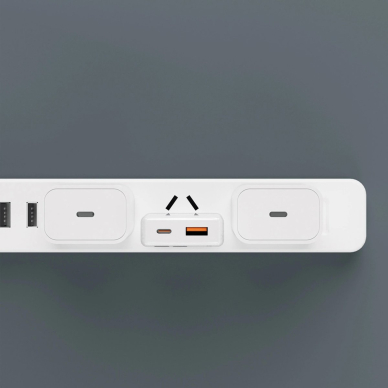 Dudao A30EUL GaN 30W USB-A / USB-C sieninis įkroviklis + USB-C – Lightning kabelis – baltas 6