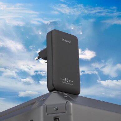 Sieninis įkroviklis GaN Dudao A65Q 65 W USB-A / USB-C PD itin plonas kelioninis (EU / US) – juodas 4 Sieninis įkroviklis GaN Dudao A65Q 65 W USB-A / USB-C PD itin plonas kelioninis (EU / US) – juodas 4