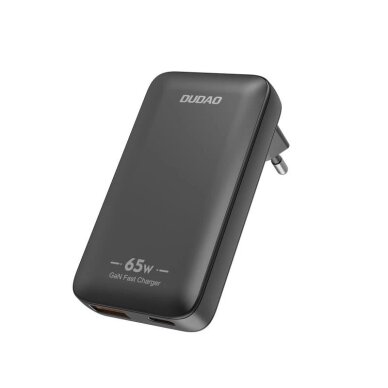 Sieninis įkroviklis GaN Dudao A65Q 65 W USB-A / USB-C PD itin plonas kelioninis (EU / US) – juodas