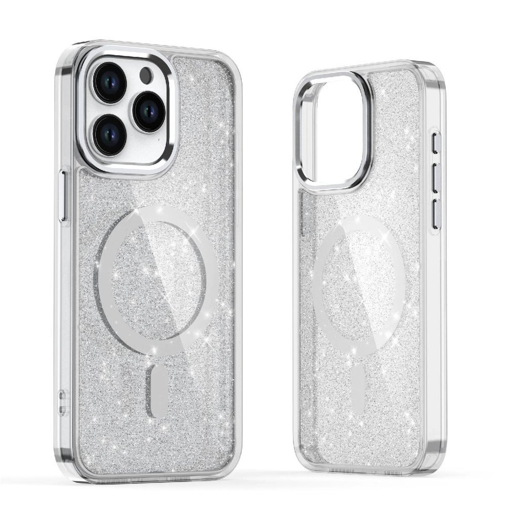 iPhone 17 Pro dėklas Glitter Case, MagSafe – pusiau permatomas