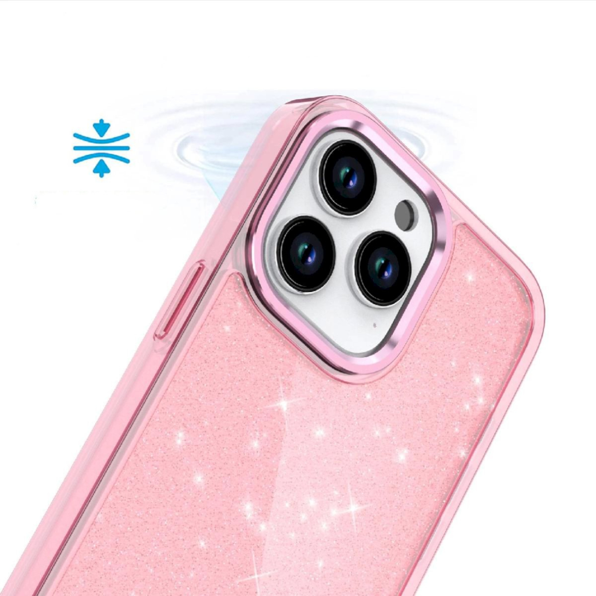 Dėklas Glitter iPhone 16 Pro Max - pink with glitter 2 Dėklas Glitter iPhone 16 Pro Max - pink with glitter 2