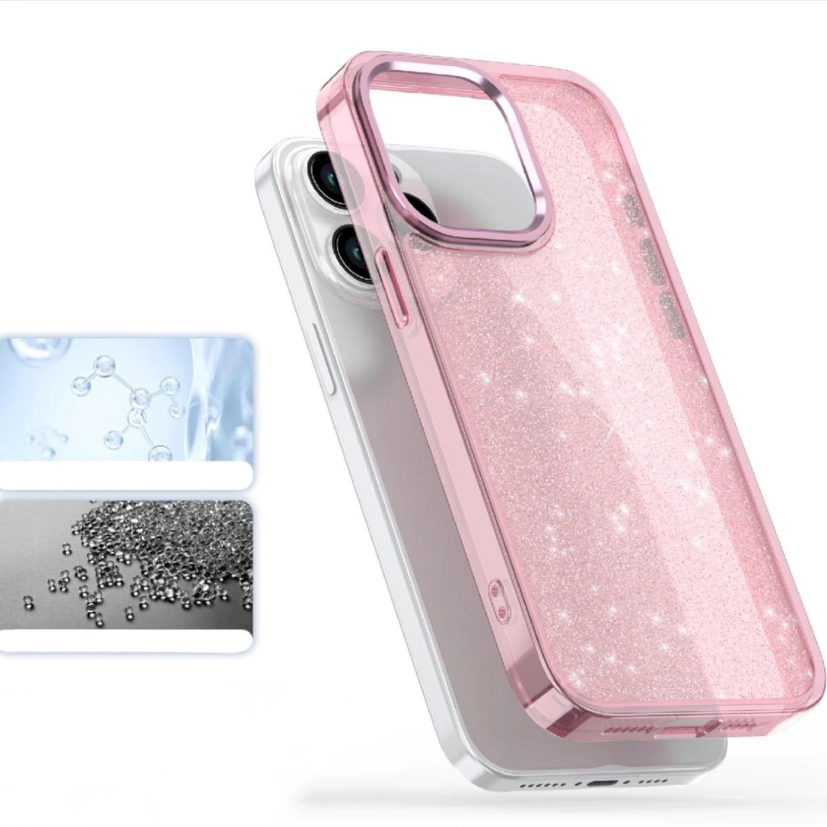 Dėklas Glitter iPhone 16 Pro Max - pink with glitter 3 Dėklas Glitter iPhone 16 Pro Max - pink with glitter 3