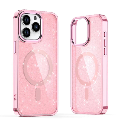 Dėklas Glitter MagSafe iPhone 16 Pro Max - rožinis Dėklas Glitter MagSafe iPhone 16 Pro Max - rožinis