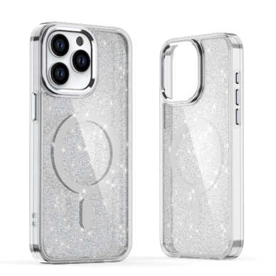 Dėklas Glitter MagSafe iPhone 16 Pro Max - baltas Dėklas Glitter MagSafe iPhone 16 Pro Max - baltas