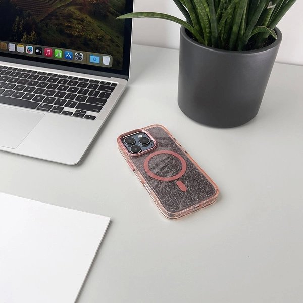 iPhone 16e – Glitter dėklas su MagSafe - Rožinis 5