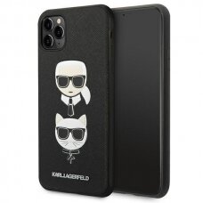 Telefono Dėklas Karl Lagerfeld Saffiano Karl&Choupette Head na iPhone 11 Pro Max Juodas GNZ022