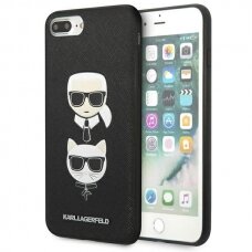 Telefono Dėklas Karl Lagerfeld Saffiano Karl&Choupette Head na iPhone 7 Plus / iPhone 8 Plus Juodas GNZ022
